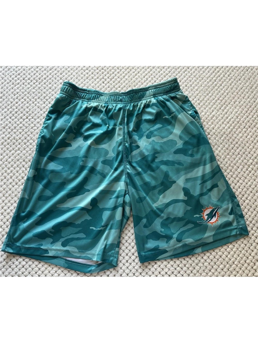 NFL Team Apparel Miami Dolphins Camo Shorts Size Medium No Drawstring